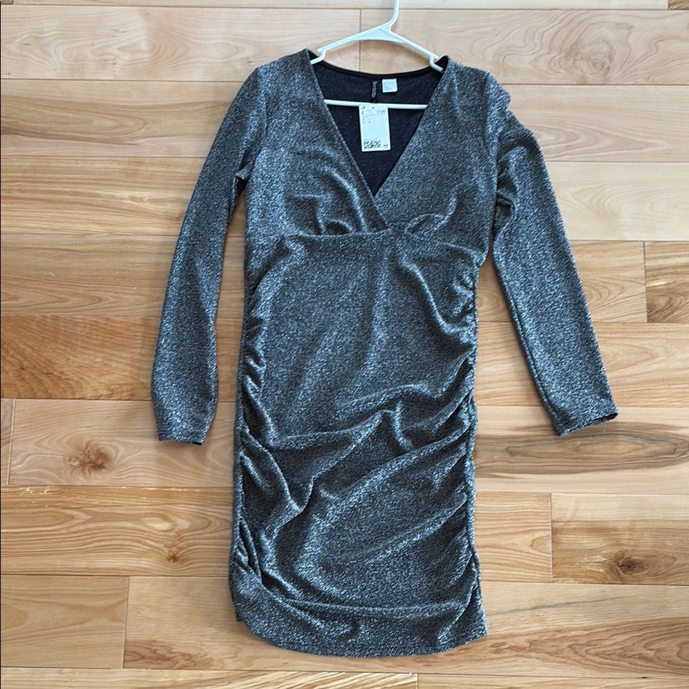 Elegant Silver Long Sleeve Dress